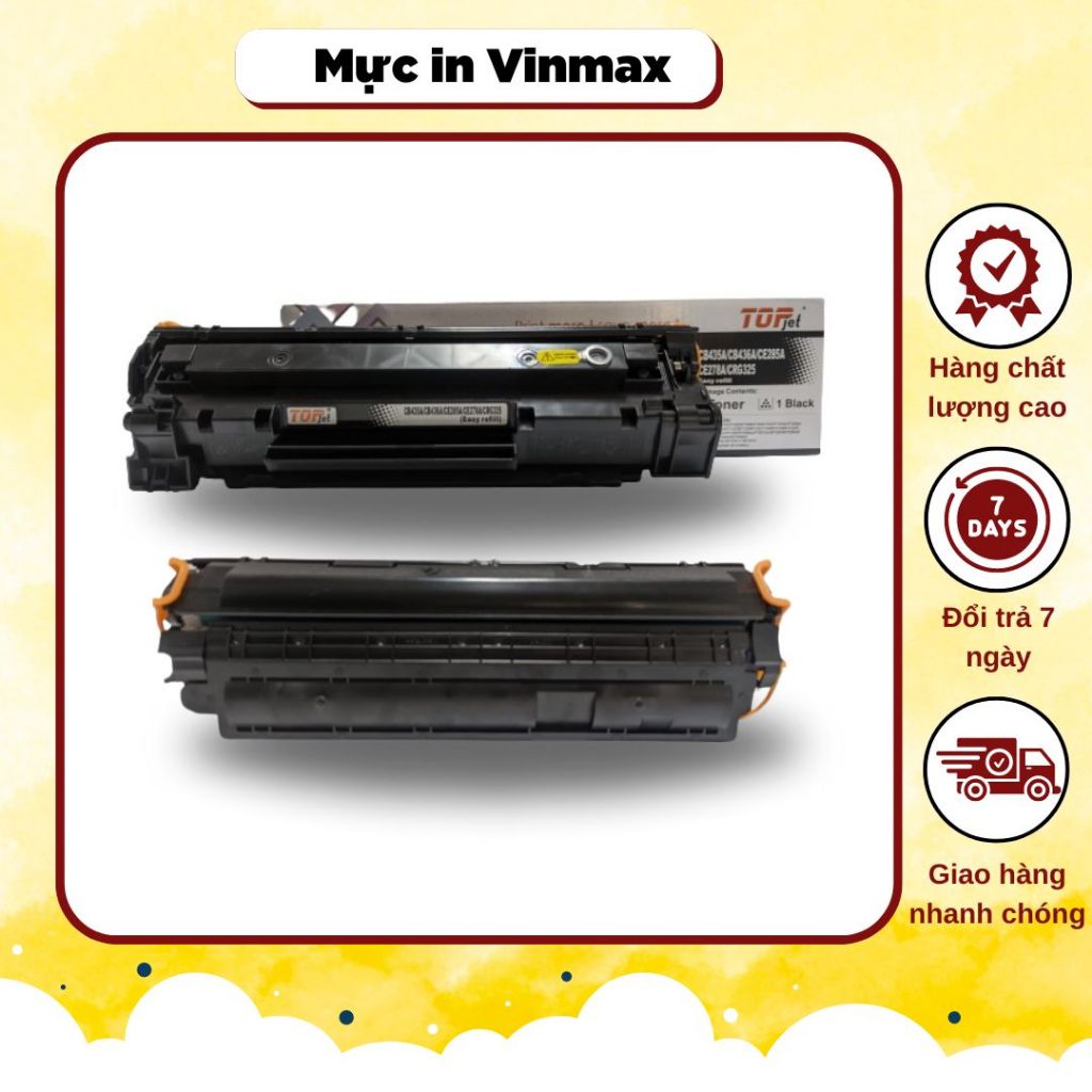 Hộp mực in Topjet CB435A/CB436A/CE285A/CE278A/CRG325 dùng cho máy in HP Laser Jet/Canon image CLASS