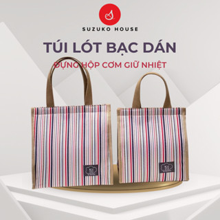 Túi cơm SUZUKO HOUSE, túi đựng cơm trưa văn phòng giữ nhiệt lót bạc dày vải chống thấm nước giỏ hộp cơm xinh đẹp TC17