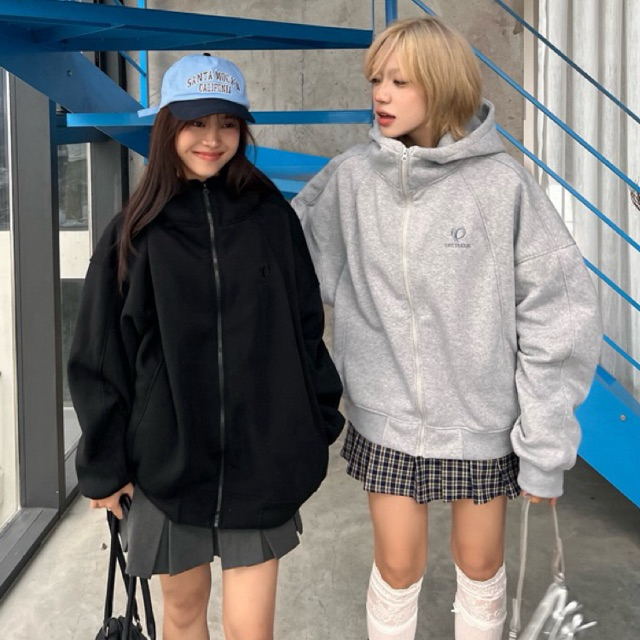 Áo Hoodie zip Nỉ Kéo Cổ Cao YC1996 - áo khoác dây kéo cổ cao thêu ngực | BigBuy360 - bigbuy360.vn