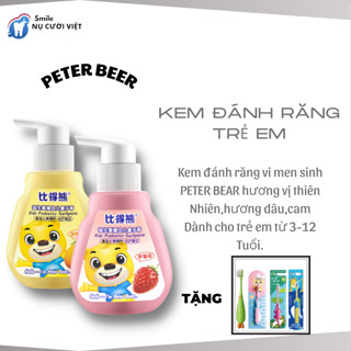 [TẶNG BÀN CHẢI BABY]Kem Đánh Răng Dành Cho Trẻ Em Vi Men Sinh 3 Đến 12 Tuổi PETER BEAR