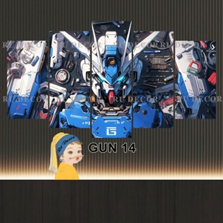 Bộ 5 Tấm Tranh Ghép Decor Gundam Tráng Gương Dán Tường Kèm Keo Dán Chuyên Dụng BH Vận Chuyển Decor Gaming Nhà Cửa