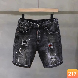Quần short jean nam boy phố rách vá màu xám đen chất bò cao cấp co dãn 4 chiều cực đẹp, quần đùi nam lavado MS303 mẫu mớ