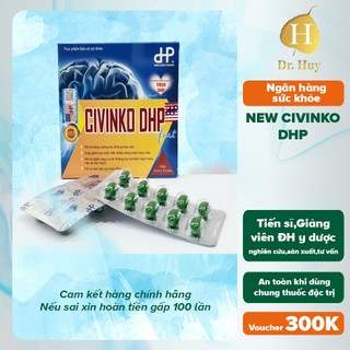 NEW CIVINKO DHP DRHUY Hỗ trợ tăng cường lưu thông máu não - Giúp giảm các biểu hiện thiểu năng tuần hoàn não 30 viên