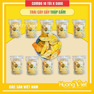 5KG Trái cây sấy giòn thập cẩm nguyên miếng túi zip 500g, rau củ sấy, đồ ăn vặt Sài Gòn