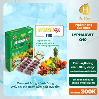 LYPHARVIT Q10 EUS DRHUY Giúp tăng sức dẻo dai cho cơ thể, giúp giảm sự oxi hóa, lão hóa, giúp tăng cường trí nhớ