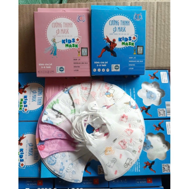 [Hộp 10 chiếc] KHẨU TRANG 5D Kid Mask CƯỜNG THỊNH cho bé