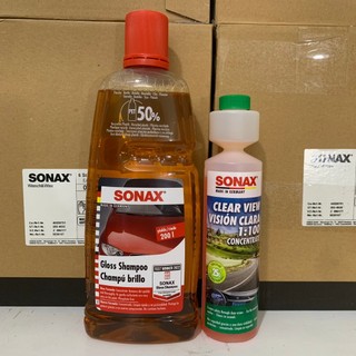 COMBO nước rửa kính và nước rửa xe ô tô, xe máy -  SONAX 314300 & 371141 Car polish 300100