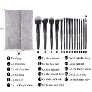 Bộ cọ trang điểm cá nhân 15 cây kèm bao đựng cọ Z15 Makeup brushes