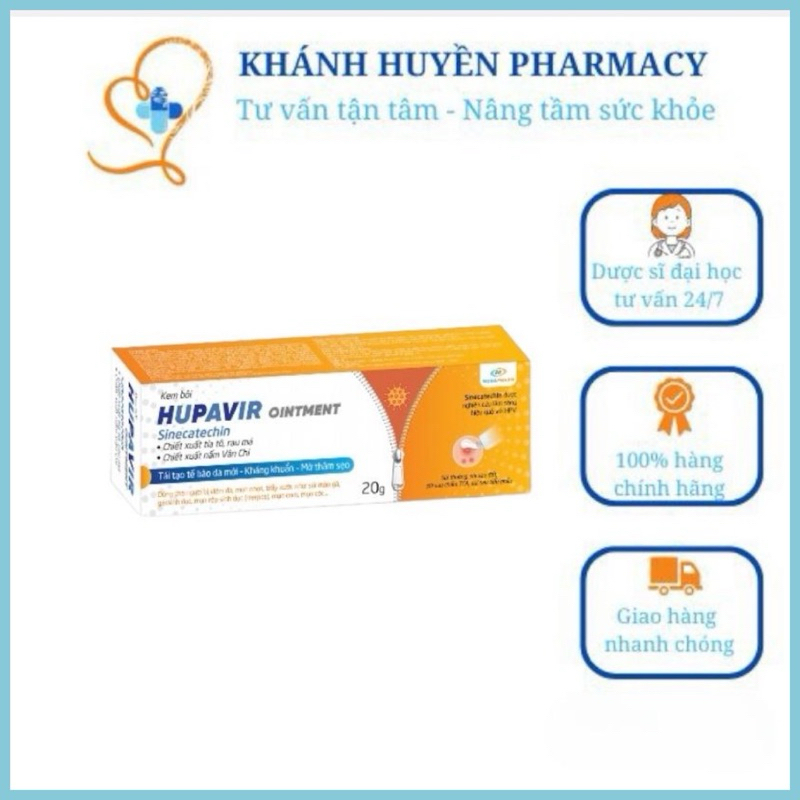 {Che tên} Hupavir Ointment, hỗ trợ giảm sùi cho nam và nữ, bôi được ở miệng lưỡi và vết thương hở, 20g