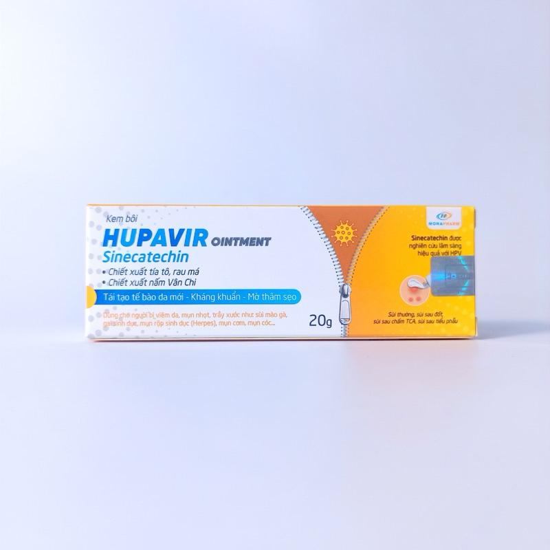 {Che tên} Hupavir Ointment, hỗ trợ giảm sùi cho nam và nữ, bôi được ở miệng lưỡi và vết thương hở, 20g