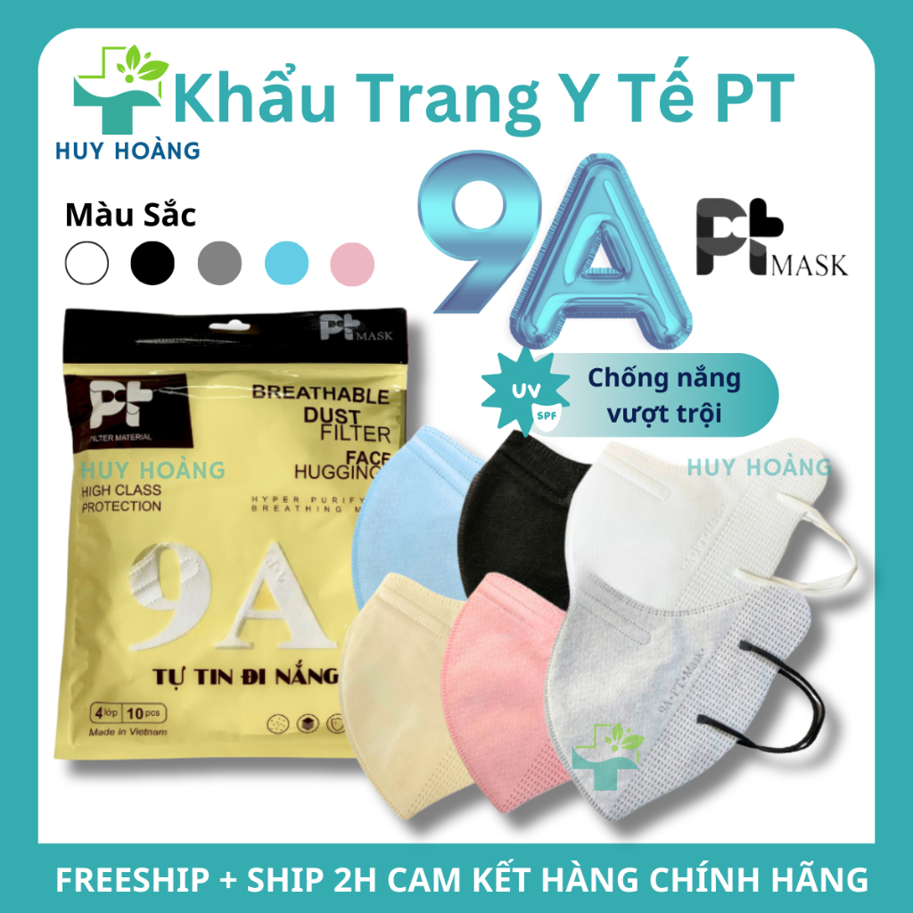 Khẩu Trang 9A PT Phương Tuyến chống nắng ôm sát mặt, khẩu trang 9A 5 lớp dày dặn chống tia UV