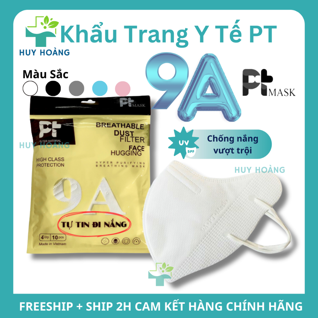 [Combo 500 Cái] Khẩu trang 9A PT siêu chống nắng, Khẩu trang 9A 5 lớp dày dặn chống tia UV, bụi mịn