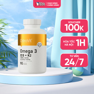  Viên Uống Dầu Cá Ostrovit Omega 3 D3 + K2 Chắc Khỏe Xương Sáng Mắt Đẹp Da Chính Hãng 