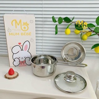 Nồi nấu cháo,quánh bột inox cao cấp Mumbebe kích thước 14cm và 16cm dùng được mọi loại bếp MingoMall