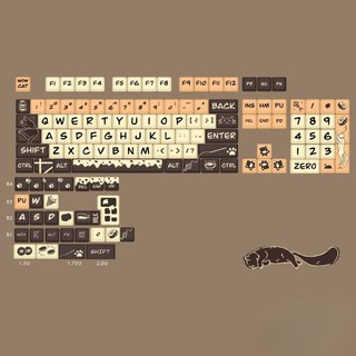 Keycap mèo dễ thương Qiaole CAT Coffee siêu đẹp cho bàn phím cơ