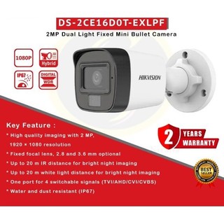 Camera hikvision ds-2ce16d0t-exlpf / ds-2ce76d0t-exlpf 4 trong 1 độ phân giải 2mp, thay thế cam 16dot-irp/ 16dot-ir