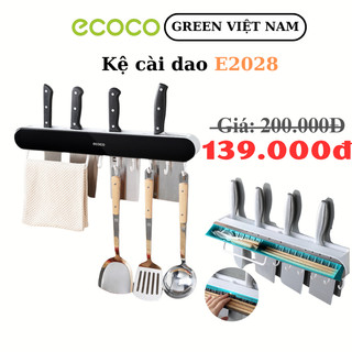 Kệ Cài Dao Kéo Nhà Bếp ECOCO E2028 - Kệ Có Ngăn Để Đũa Thìa, Móc Treo Đồ Và Thanh Treo Khăn