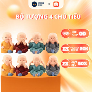 Bộ Tượng Tứ Không 4 Chú Tiểu Tứ Không Trang Trí Xe Hơi, Bàn Làm Việc