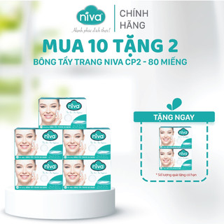Bông Tẩy Trang Vuông Niva Cao Cấp Cp2 Hộp 80 Miếng Từ 100% Bông Thiên Nhiên, Mềm Mịn, Không Sơ Bông, Thích Hợp Đắp Dưỡng