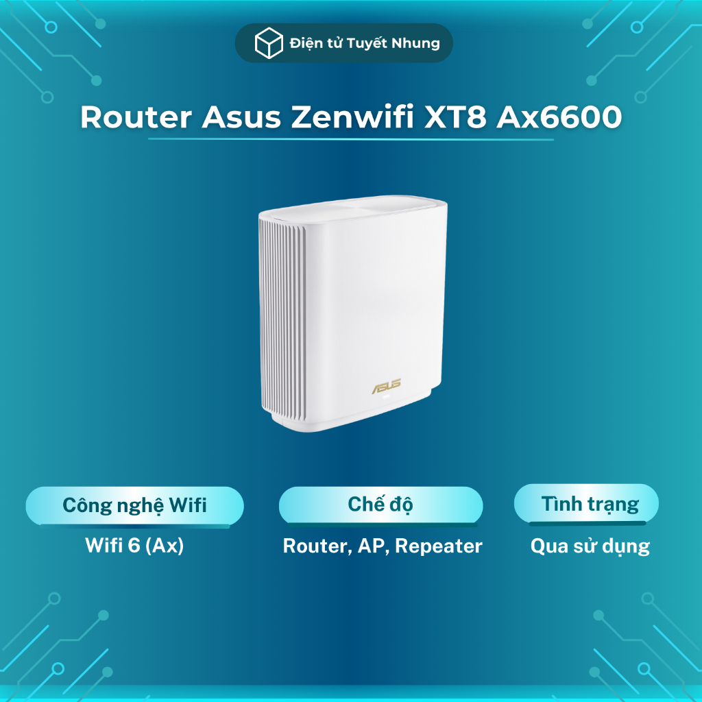 Router Asus Zenwifi XT8 Chuẩn AX6600, 3 Băng Tần, Có Mesh, Qua Sử Dụng - Router Wifi BH Lỗi 1-1