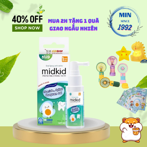 Xịt chống sâu răng Midkid an toàn nuốt Giúp làm sạch khoang miệng, bảo vệ men răng, ngăn ngừa ố vàng răng