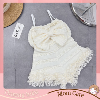 TT453 Set áo 2 dây trắng nơ trước ngực - MOMCARE