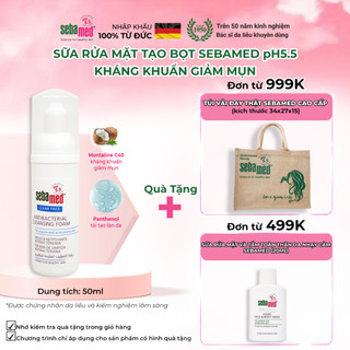 Sữa rửa mặt tạo bọt kháng khuẩn giảm mụn Sebamed Antibacterial Cleansing Foam pH5.5 (50ml)