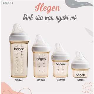 Bình sữa hegen chính hãng 60ml 150ml 240ml 330ml fullbox, tách set đổi núm 1 2 3 y. bình hegen màu tím