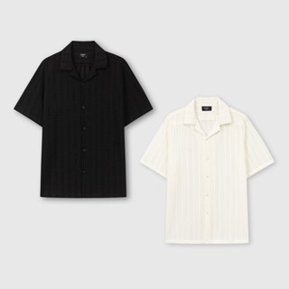 Áo sơ mi nam ROWAY form suông thoáng mát, Cộc tay dệt lỗ thoáng