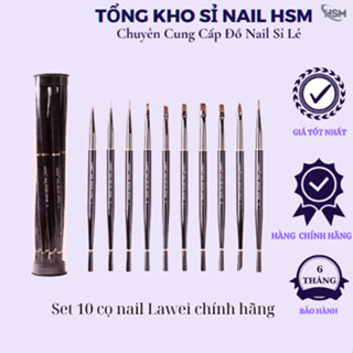 Cọ vẽ Nail,Bộ cọ 10 cây LAWEI Nhật Bản  .Dụng cụ làm Nail - Nail HSM