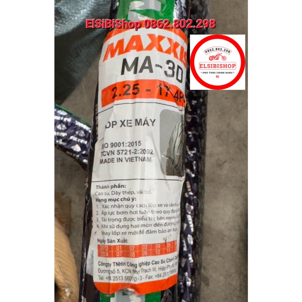Vỏ ( Lốp) Maxxis (lốp dùng ruột) 225-17 MA3D trước Dream, Wave, Cub Hàng Chính Hãng