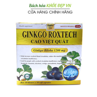 Hoạt huyết dưỡng não Ginkgo Biloba 1200mg, Cao Việt Quất bổ não - 100 viên [Ginkgo Roxtech Cao Việt Quất]