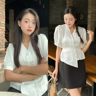 [RÁCH STORE] Áo Kiểu - 605 - Cổ V - Nút Bọc Chéo - Cột Eo