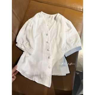 [RÁCH STORE] Áo Kiểu - 605 - Cổ V - Nút Bọc Chéo - Cột Eo