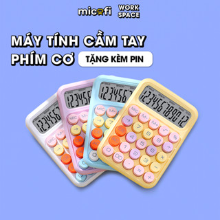 [Tặng Pin] Máy Tính Cầm Tay Micofi Phím Cơ, Máy Tính Cầm Tay Mini Màu Pastel Cute Bấm Tay Điện Tử Bỏ Túi 12 Số Tính Toán