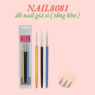 Cọ vẽ nét 3 cây cán gỗ , cọ vẽ trang trí móng