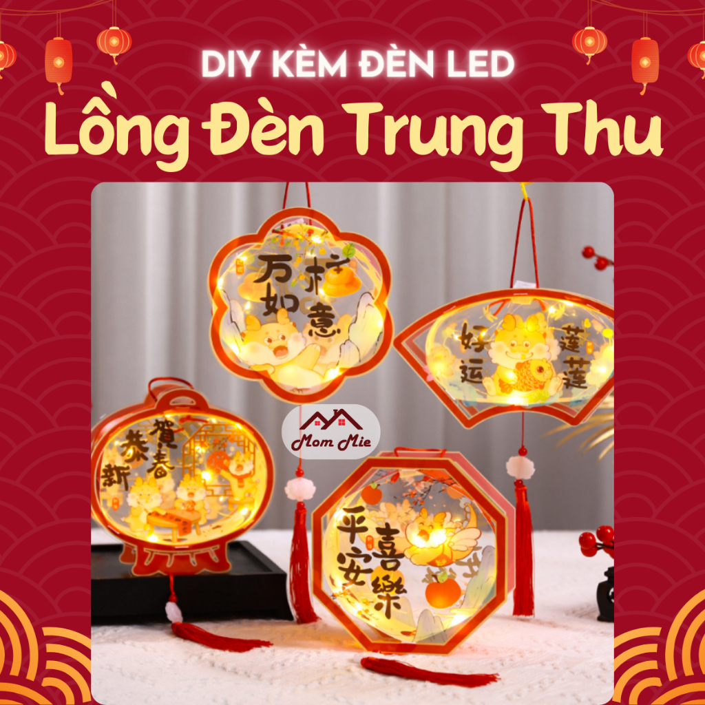 Lồng đèn Trung thu DIY kèm đèn LED, lồng đèn cho bé - LD024. Mid-Autumn Festival Lantern