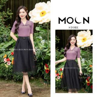 Áo sơ mi ngắn tay nữ cổ chữ V dáng ngắn chất tăm lạnh sang chảnh TBA511 Moon