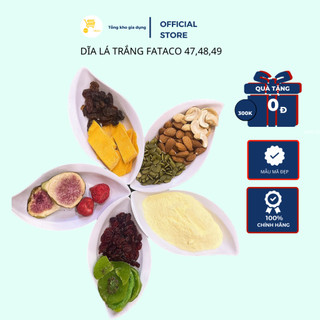 Dĩa nhựa hình chiếc lá, đĩa chiếc lá, đĩa lá trắng fataco