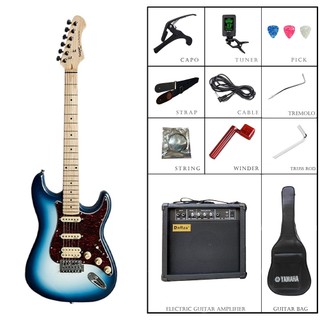 Combo đàn guitar điện sqoe sest250 stratocaster premium hss dallas dl15a