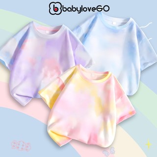 Áo thun loang màu bé gái BabyloveGO áo phông cotton ngắn tay loang màu mùa hè cho bé ATL01