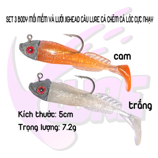 Mồi mềm câu lure và lưỡi jighead câu lure cá chẽm cá lóc cực nhạy