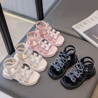 Sandal chiến binh nơ nhũ cho bé gái từ 5 đến 14 tuổi chất liệu da bóng siêu xinhh