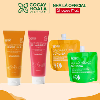 TRIAL SIZE - Dung dịch vệ sinh Phụ nữ Gel X2 Nano Nghệ Cam / Đào - 20ml/chai + cặp gội xả gừng xả 30g COCAYHOALA VIETNAM