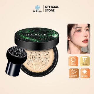 Phấn nước cushion Sunisa che khuyết điểm lớp nền mịn tự nhiên tặng kèm cọ bông tán kem nền cao cấp GOLMON
