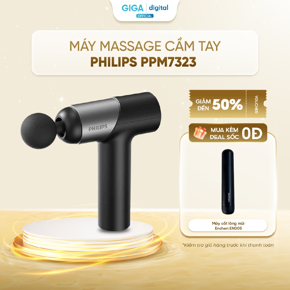 Máy Massage cầm tay Philips PPM7323 - 7 cấp độ khác nhau - 6 đầu massage đa năng - Bh 24 Tháng