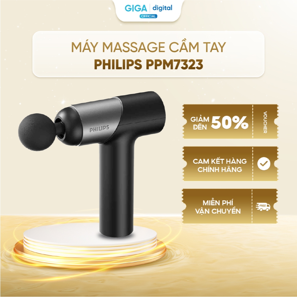 Máy Massage cầm tay Philips PPM7323 - 7 cấp độ khác nhau - 6 đầu massage đa năng - Bh 24 Tháng