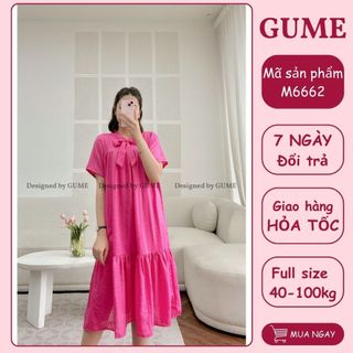 Đầm bầu công sở - váy bầu gume váy đũi xước đuôi cá cổ buộc nơ m6662