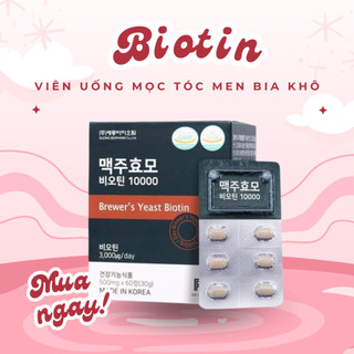 Viên uống mọc tóc biotin men bia khô brewer’s yeast biotin 60 viên hỗ trợ gỉam rụng tóc, tóc khỏe dày