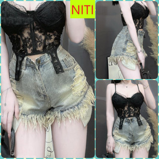 [SOGE1602] QUẦN SHORT JEANS ĐÙI NỮ LƯNG CAO LỘ TÚI RÁCH LAI NHIỀU LAI TUA MÀU XANH NHẠT BẠC CỰC HOT HIT CÁ TÍNH